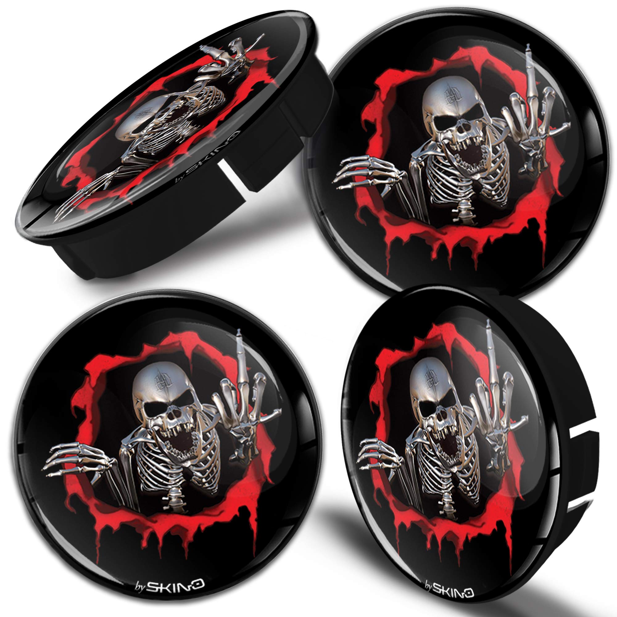 SkinoEu® 4 x 60mm 3D Gel Car Wheel Centre Universal Rims Hub Center Caps Vehicle Auto Tuning Emblem Skull C 26