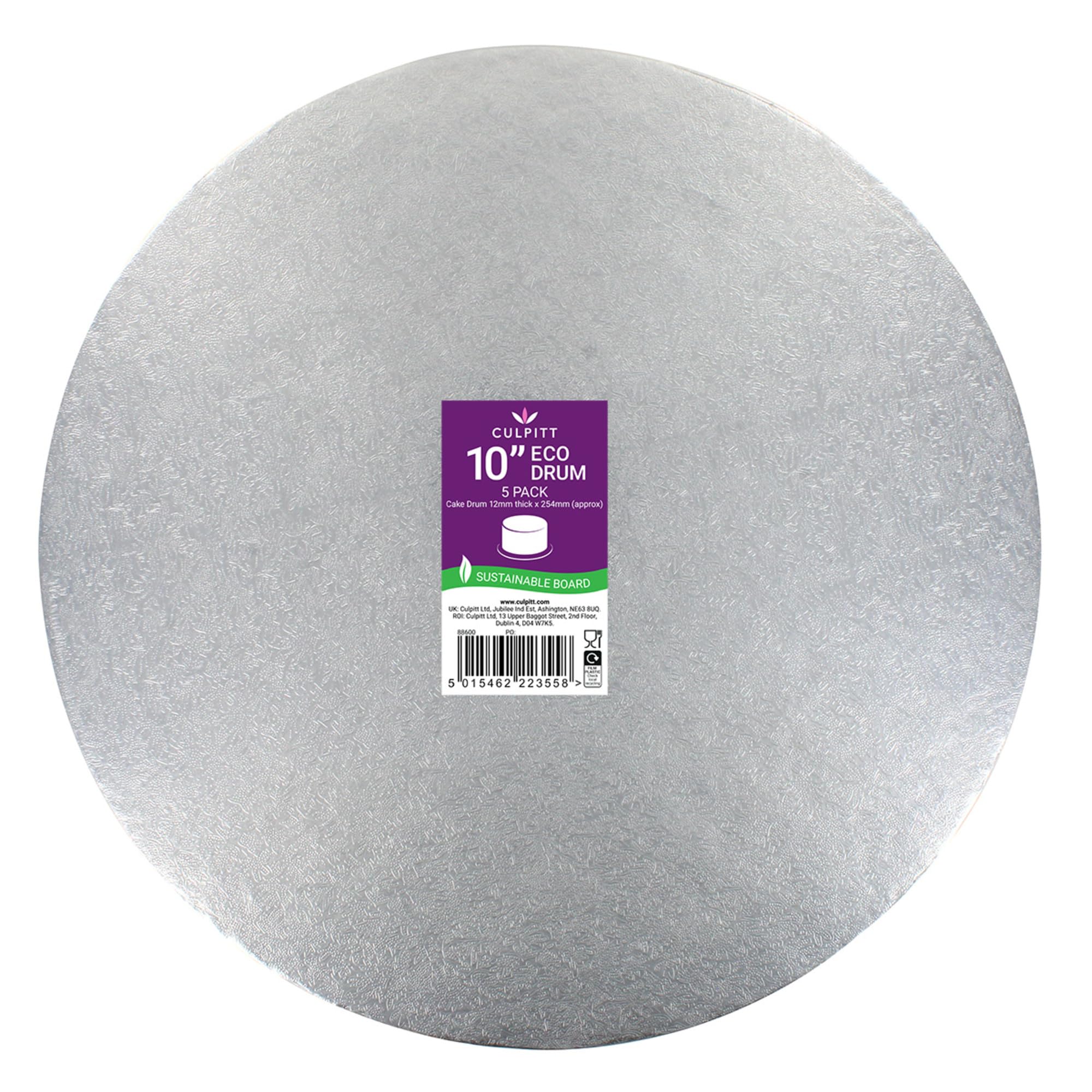 Culpitt ECO Cake Board | 10" - 5 Pack | Cake Drum, Silver Fern, 10 Inch (254mm) Round, 0.5 Inch (12mm) Thick, (Pack of 5 Boards)