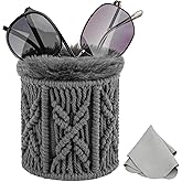 RayLove Glasses Holder for Nightstand, Boho Decor Eyeglass Case, Plush Lined Glasses Holder Stand for Office Desk Organizer