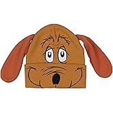 Dr. Seuss The Grinch Max Beanie Embroidered Max Face Design with Felt 3D Floppy Ears Adult Novelty Cuffed Beanie Hat