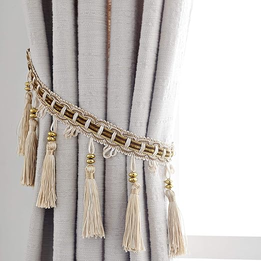 HSYLYM Curtain Tie Backs Curtain Holdbacks Polyester Curtain Buckle for Window Decor,One Pair (2