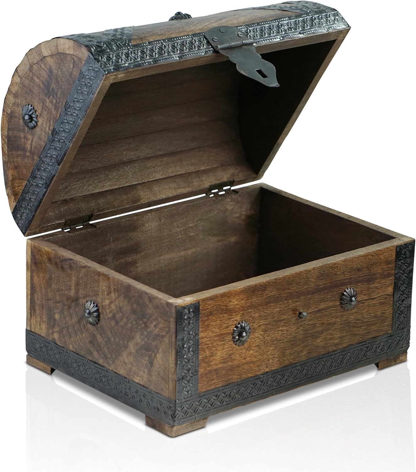 Scrigno Del Tesoro In Legno - Vintage Con Serratura, Mini Forziere Per Monete, Gioielli, Decorazione - Foto 9