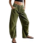utcoco Womens Corduroy Mid Rise Barrel Jeans Casual Vintage Wide Leg Pants Y2k Baggy Boyfriend Trousers