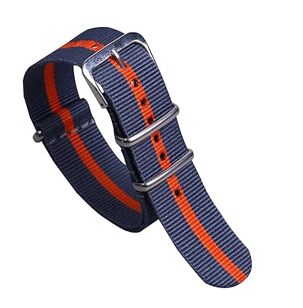 22mm Grey/Orange High-Level Multicolor Nylon Perlon NATO Style Watch Straps Bands Replacement for Men