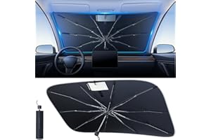 [2024 Newest] andobil Car Windshield Sun Shade Umbrella -Super Heat Insulation Protection- Foldable Sunshade for Car Windshield -Car Accessories Interior -Easy to Use-Out Keeps Car Cool -Medium