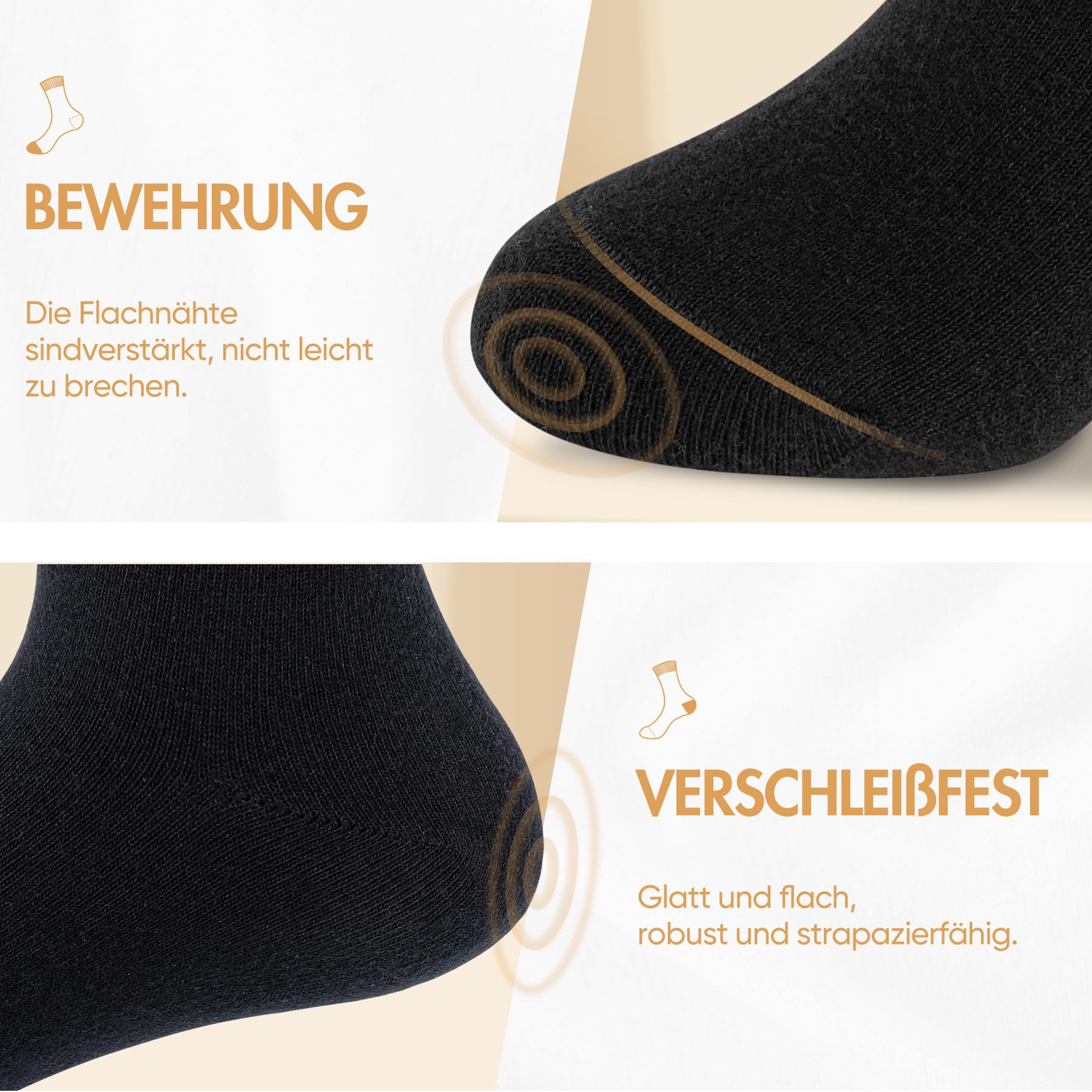 NUOZA 12 Paar Socken Herren 43-46 Schwarz Sportsocken Baumwolle Tennissocken Herren 43-46 Business Socken Damen Lange Atmungsaktive Socks Schwarze Herrensocken Wandersocken Männer Laufsocken 3