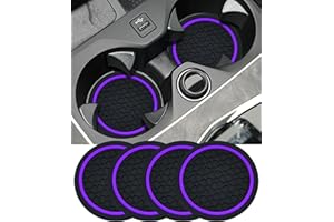 UBOG 4PCS Car Coasters, Car Accessories Interior, 2.75 Inch Non-Slip PVC Coasters for Cup Holders, Universal, Black&Purple