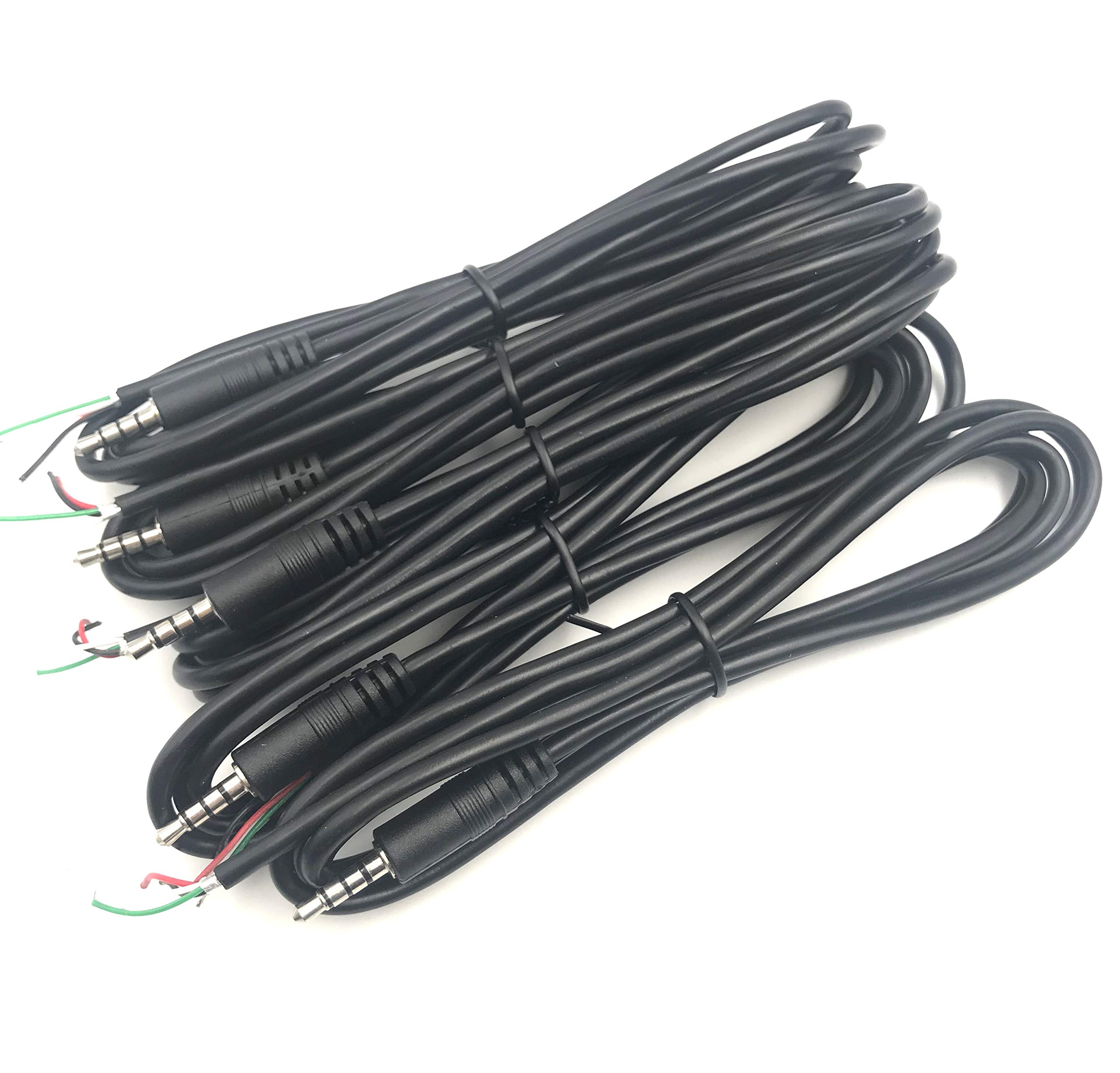 winwill 5Pcs 3.5mm Male Plug to Bare Wire Open End TRRS 4 Pole Stereo 1/8" 3.5mm Plug Connector Cable Replacement for Headphone Headset Earphone Microphone Audio Cable Repair 4.9ft