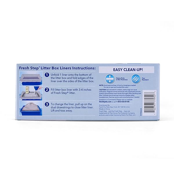 FRESH STEP JUMBO DRAWSTRING CAT LITTER BOX LINERS, UNSCENTED HEAVY DUTY KITTY LITTER BAGS FOR X-LARGE OVAL OR RECTANGLE PANS, HELPS CONTAIN MESS, EASY LIFT OUT CLEANUP, 36 X 19 IN, 7 COUNT