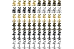 uxcell 6mm Ball Head Stud Rivets Screw Back, 60Pack Round Head Button Nipple Rivet for DIY Leather Craft Handbag Belt, 4 Colo