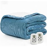 Heated Blanket Electric Blanket King 100"x90" Heating Blanket with Dual Control 10 Heat Levels & 10 Hours Auto-Off Overheat Protection Cozy Soft Flannel King Size Blanket Fast Heating Machine Washable