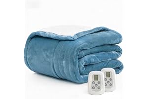 WATO FT Heated Blanket Electric Blanket King 100"x90" Heating Blanket with Dual Control 10 Heat Levels & 10 Hours Auto-Off Overheat Protection Cozy Soft Flannel King Size Blanket Fast Heating Machine Washable