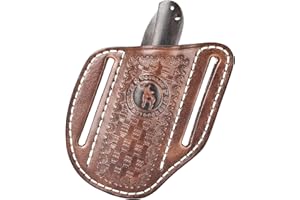 Tourbn Tourbon Leather Pocket Folding Knife Sheath for Belt EDC Holster Man Cross Draw Right Side Carry Open Top Trapper Knives Carrier