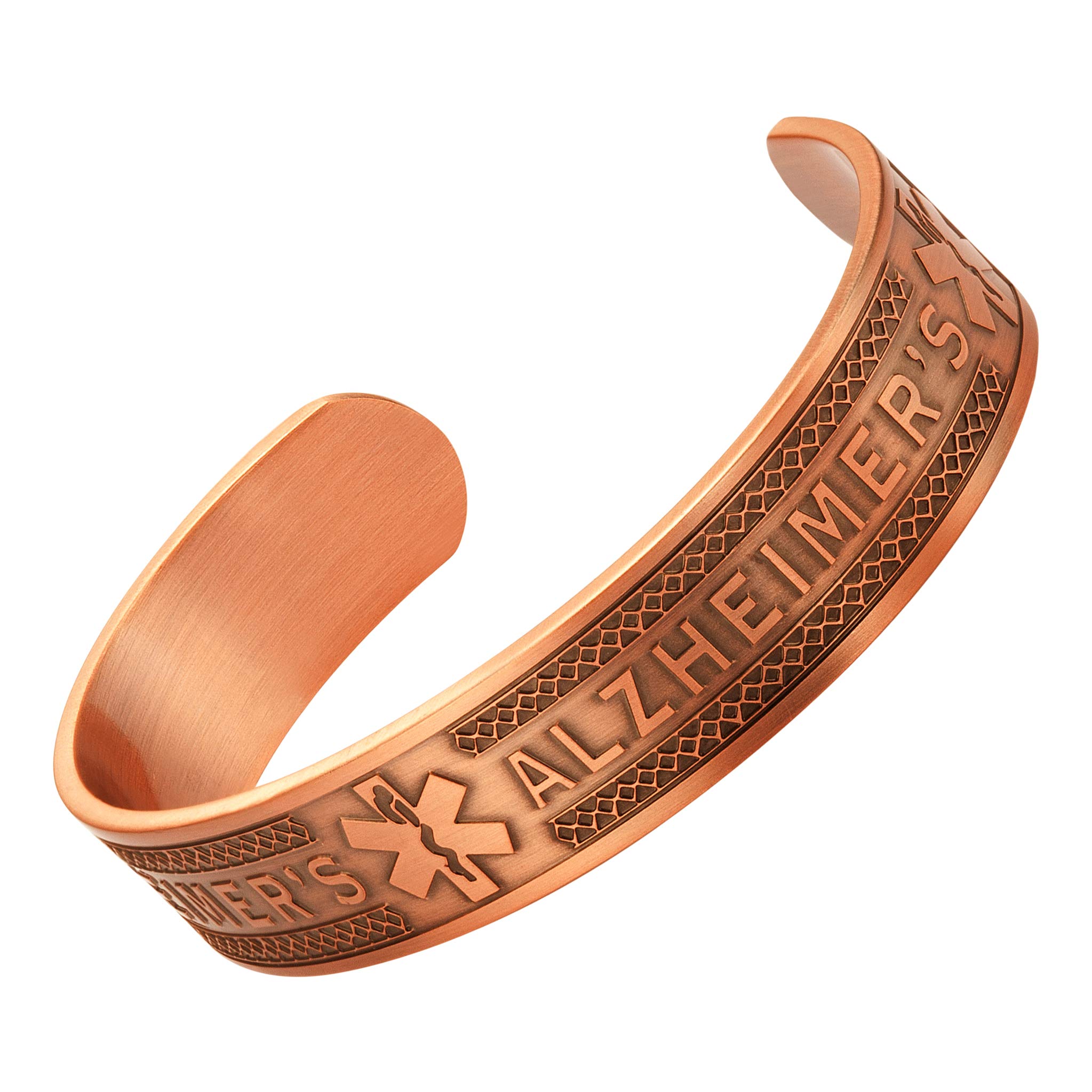 Agneti Alzeheimers Pure Copper Medical Alert ID Bangle Bracelet for Men and Women with Free Medical Card