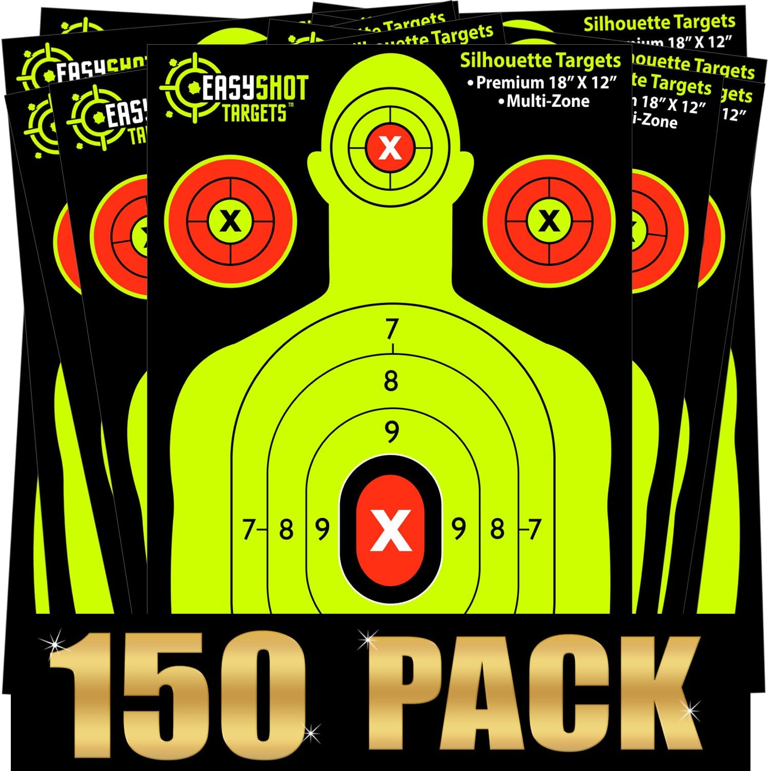 150Pack Shooting Targets, HighContrasting Yellow & Red Colors Make it Easy to See Your Shots