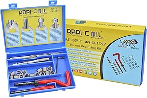 RAPI-COIL 3/8-24 UNF Thread Repair Helicoil Kit, HSS M2 Tap & Drill, SS 304 Wire Inserts - Made in India