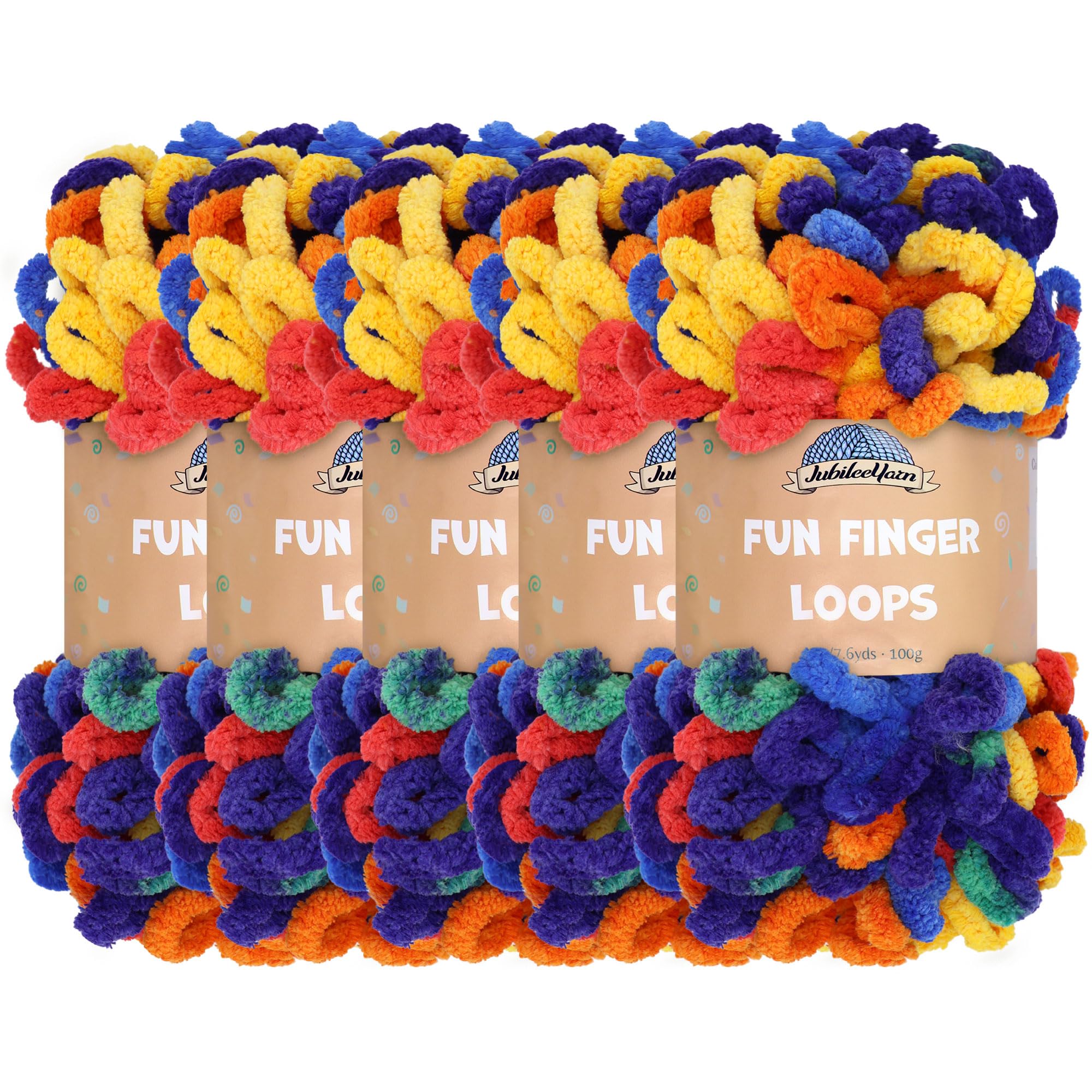 JubileeYarn Fun Finger Loops Yarn - Polyester Jumbo Weight Loop Yarn - 100g/Skein - Circe - 5 Skeins