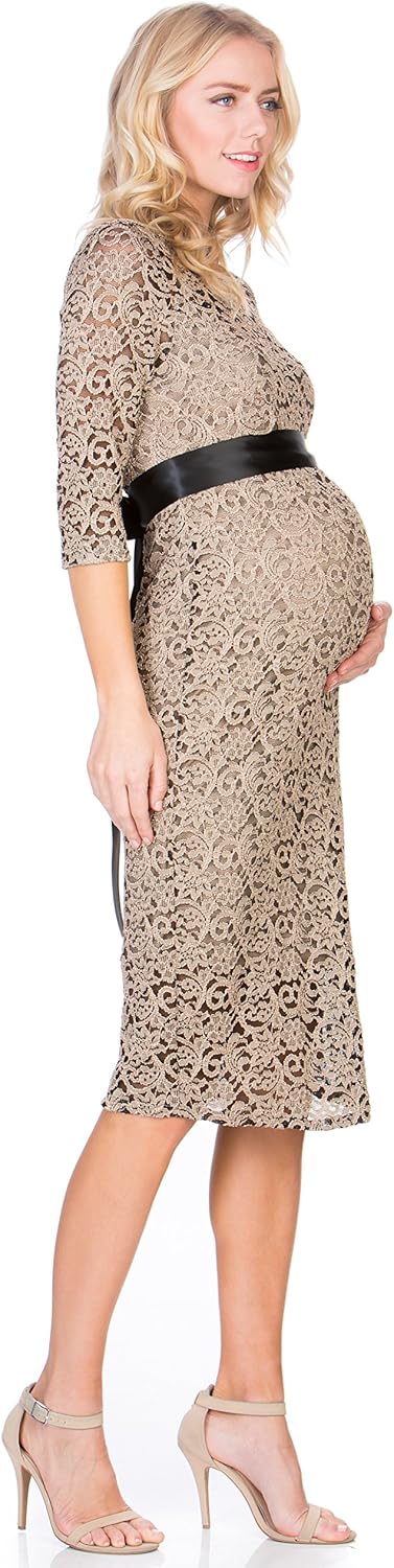 My Bump Women's Premium Lace Baby Shower Party Knee Length Maternity Dress at  Women’s Clothing store