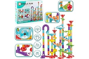 Rock Goldfish Marble Run Set - 113 Pcs STEM Learning Toy for Kids 4-8 Marble Track, Marble Race Tracks for Kids, Marble Tower, Construction Building Blocks Toys (G23)