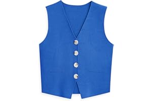 LILLUSORY Business Casual Tops for Women 2024 Dressy Sleeveless Sweater Vests V Neck Button Down Cropped Tank Top