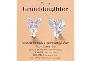 Kidbbi Hypoallergenic Butterfly Clip On Earrings Gifts for Girls – Cute Jewelry for Daughter or Granddaughter for Birthday, Back to School, Valentine’s, or Christmas