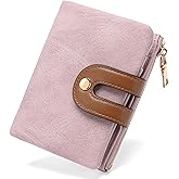 RNIEGA Small Wallets for Women Leather Bifold RFID Blocking Card Holder Compact Wallet Women with Zipper Coin Pocket
