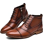 Arkbird Mens Dress Boots, Genuine Leather Classic Casual Ankel Boots with Side Zipper