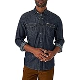 Wrangler Mens Iconic Denim Regular Fit Snap Shirt