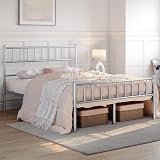 Yaheetech 4ft6 Double Bed Frame Metal Bed Slats Headboard Footboard Silver view 2