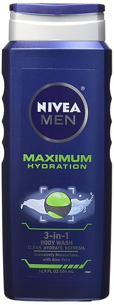 NIVEA FOR MEN MAXIMUM HYDRATION 3-IN-1 BODY WASH – 16.9 OZ
