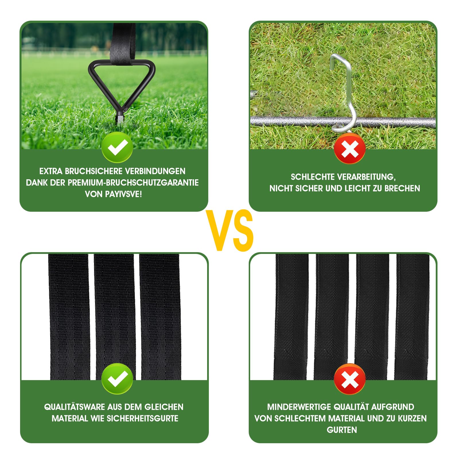 Bodenanker Trampolin 4 Pack | Heavy Duty Erdanker zum Einschrauben für Trampoline Withstand High Wind mit Gurten 5