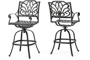 Christopher Knight Home Alfresco Outdoor Bronze Finished Cast Aluminum Barstools, 2-Pcs Set, Bronze