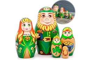 AEVVV St. Patricks Day Russian Nesting Dolls Set of 5 pcs - Matryoshka Dolls for St. Patricks Day Decorations for Home - St Patricks Day Gifts for Adults