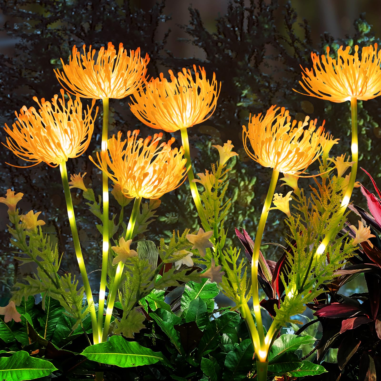 Photo 1 of JHXLAMP Solar Flowers Lights Outdoor Landscape Lights for Garden Decoration,Patio Decor Birthday Gifts for Women Mom Wife-Orangish 2Pack