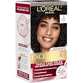 L'Oreal Paris Excellence Cr&egrave;me Permanent Hair Dye, Triple Care Hair Color with Hyaluronic Acid for 100% Gray Coverage, 3 Natural Black, 1 Kit (Packaging May Vary)