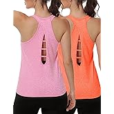 YOYOYOGA Workout Tops for Women Tank Tops Sleeveless Yoga Shirts Loose Fit Athletic Running Gym Tennis Active 2 Pack