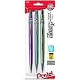 Pentel Sharp Mechanical Pencil, (0.7mm), Medium Line, Metallic Barrel, Assorted Colors, Pack of 3 (P207MBP3M1)