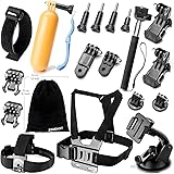 Zookki Accessories Kit for GoPro Hero 5 4 3+ 3 2 1 SJ4000 SJ5000 Camera, Black - Silver