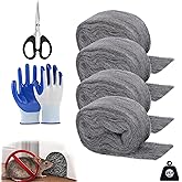DEMIBAZ Steel Wool Mice Repellent - 4 Rolls of Steel Wool (14ft x 3.1in, Coarse Grade #3), Scissors & Glove - Keep Mice Away