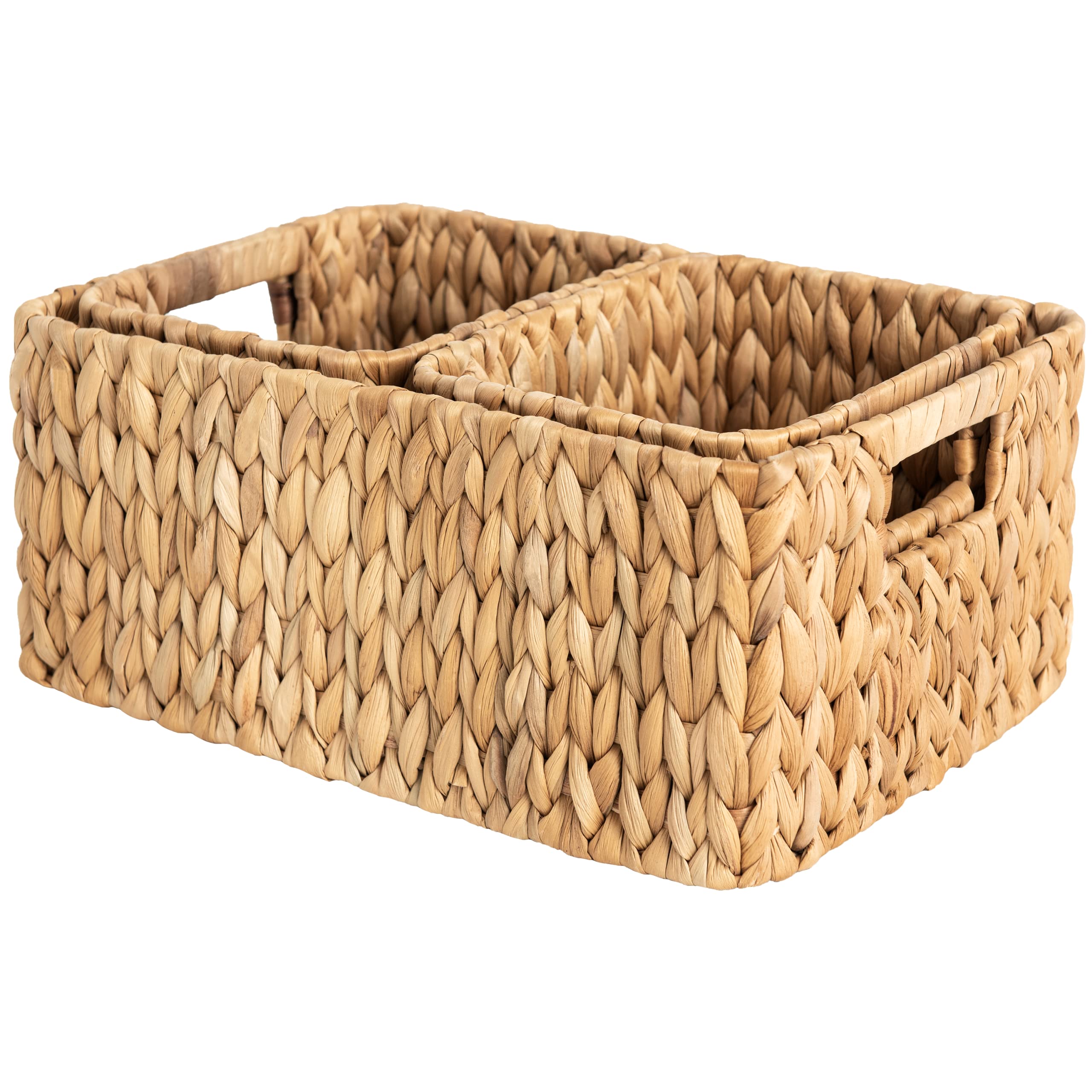 Photo 1 of StorageWorks Wicker Storage Baskets for Shelves, Water Hyacinth Storage Baskets for Organizing, Wicker Basket for Bathroom Set of 3 (1PC Large, 2PCS Medium)