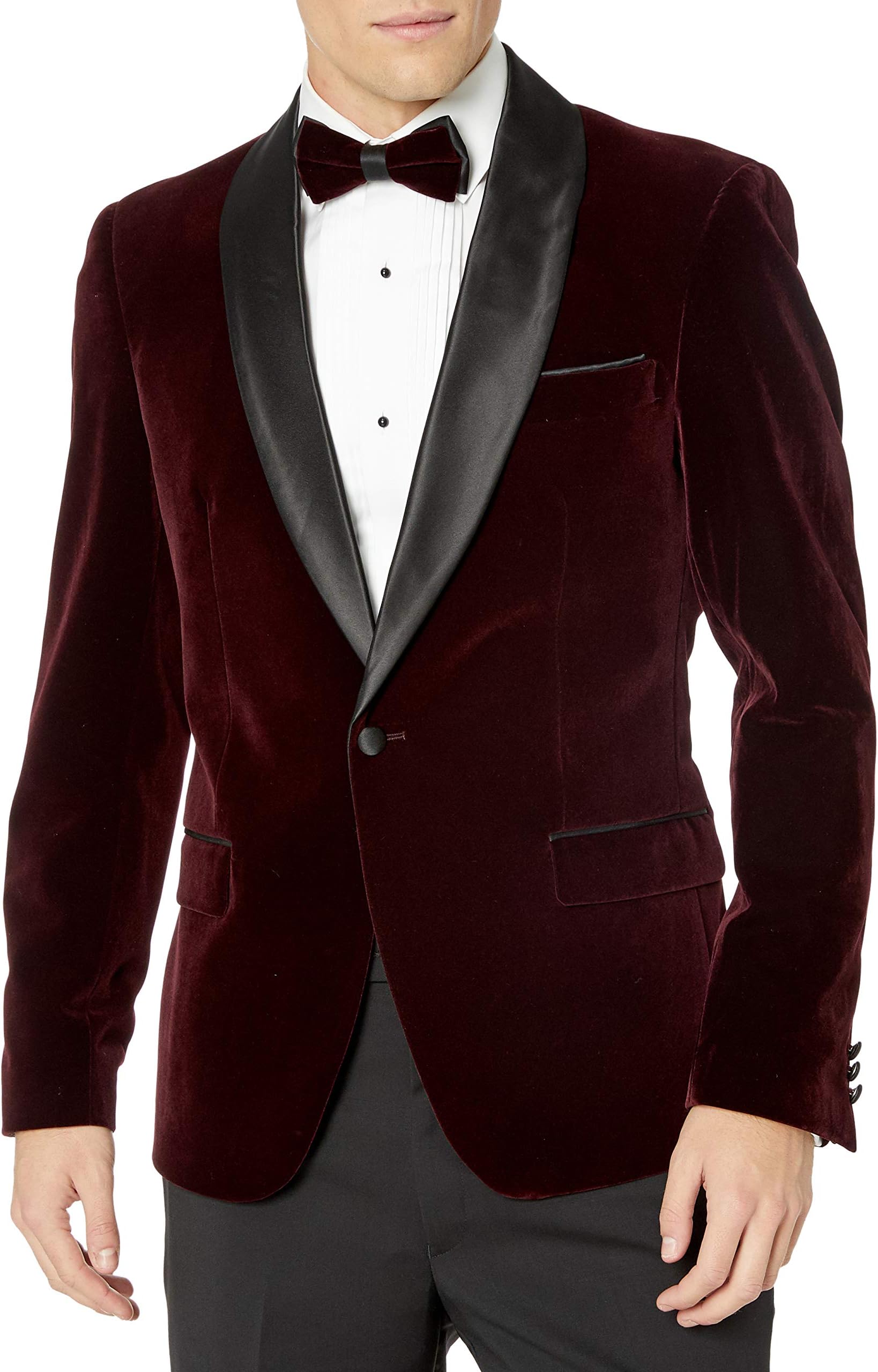 Azaro Uomo Men's Velvet Blazer Jacket Button Dress Casual Black Red Blue Rose