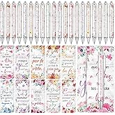 Sayglossy 20 Sets Spanish Floral Christian Gifts for Women Bulk Regalos Cristianos En Espanol Bible Verse Ballpoint Pen Inspirational Bookmark Religious Gift for Women Teacher