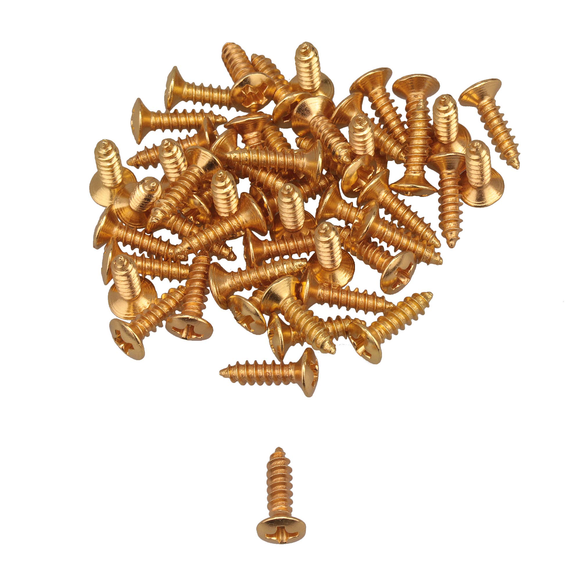 Yibuy Gold Electric Guitar Bass Jack Mounting Screws for Scratchplates Pickguard w/Hard Set of 50