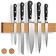 LARHN Magnetic Knife Holder for Wall, 16″ - Powerful Knife Magnetic Strip for Knives, Utensils and Tools - Not Compatible with Refrigerators - 100% Solid Bamboo