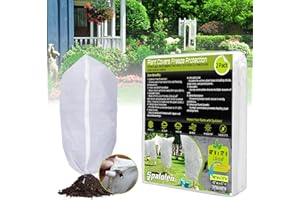 SPALOLEN 2 Pack Plant Covers Freeze Protection, 48"W x 72"H Winter Frost Blanket 2.36 oz/yd² Fabric Frost Cloth Tree Covers Shrub Jacket Bag with Zipper & Drawstring for Plants Fruit Tree Shrub Potted - White