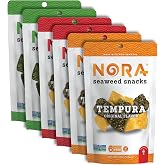 Nora Crispy Seaweed Snacks, Low-Sugar, Taster's Variety Pack, Vegan, 6-Pack | Asian Snack, Low-Sugar, Non-GMO Verified, Nori Sheets Snack Strips, Light and Crunchy, For Any Occasion, Family Favorite