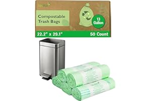 bioMat 13 Gallon Compostable Trash Bags, 50 Count, Tall Kitchen Compost bags for Food Waste, BPI ASTM D6400 and CMA Certified Kitchen Food Scrap Waste Bags