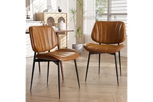 choairy Dining Chairs Set of 2, Mid Century Modern Dining Room Chair, Upholstered Faux Leather Kitchen Chairs with Walnut Ben