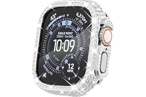 Surace 49mm Case Compatible with Apple Watch Ultra 3/2/1, Bling Case with Over 400 Crystal Diamonds Protective Cover Bumper Compatible for Apple Watch Ultra (49mm, Silver)