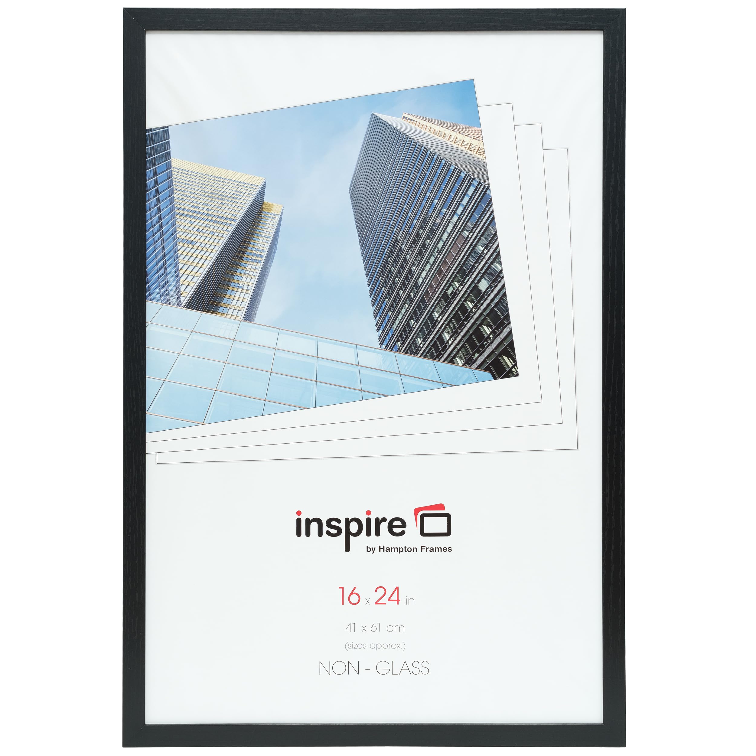 Hampton Frames OXFORD 16x24 (41x61cm) Black Picture Poster Photo Frame Plexi (Non-Glass) OXF1624NGX